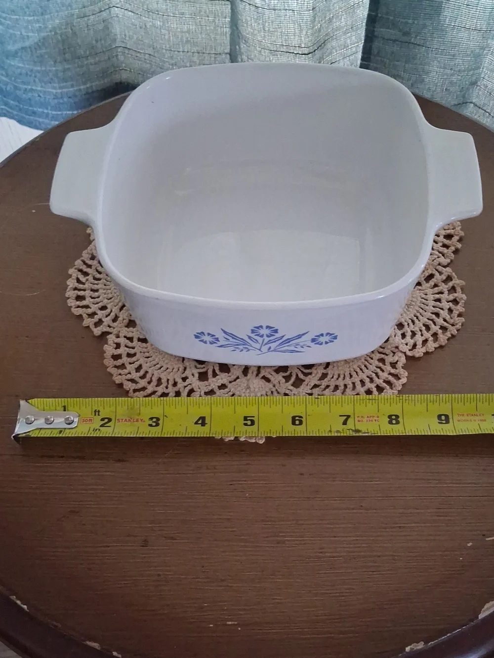 Corningware White Ceramic Baking Dish with Blue Floral Motif